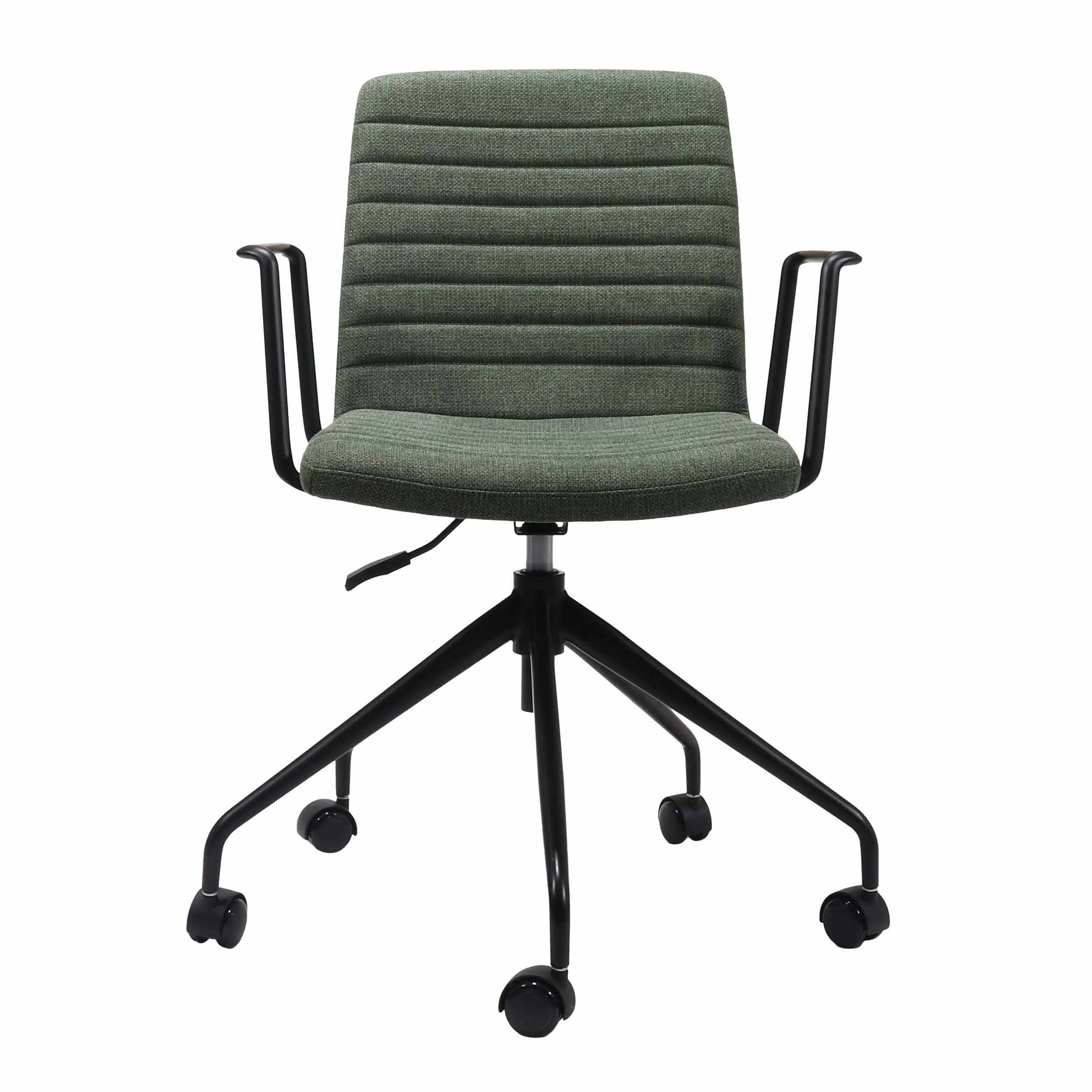 Pixel 5 Star Swivel Chair - With Arms - Olive Fabric - Black Frame